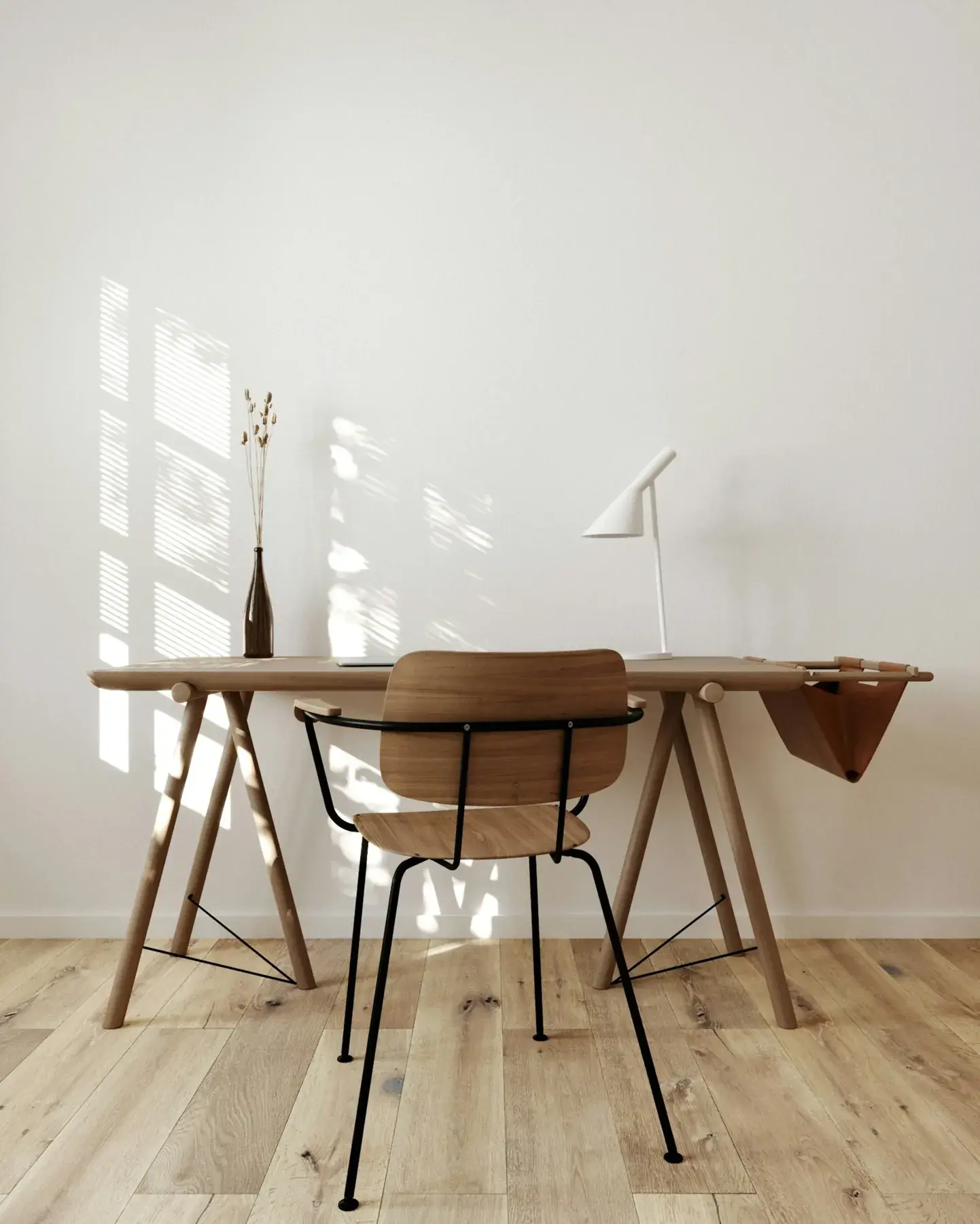 Writing desk with a wooden chair